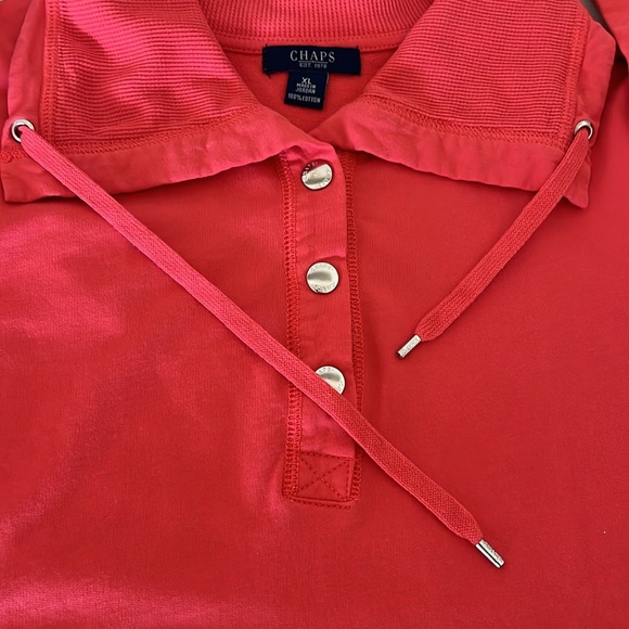 Chaps Est. 1978 Coral Pullover 3 Snap Collared Top with Tie XL - Picture 5 of 15